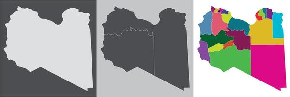 Libya map in set. Map of Libya in set with multicolor vector