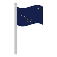 Alaska flag waving with flagpole. Flag of Alaska on flagpole. vector