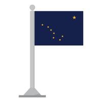 Alaska flag with flagpole. Flag of Alaska on flagpole. vector