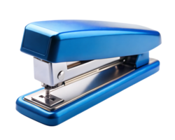 A shiny blue stapler isolated on transparent background is ready to bind documents together in the office or at home for all your fastening needs png