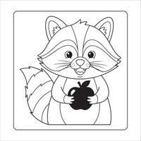 Happy Raccoon Holding Apple Illustration for Children's Activity Book vector