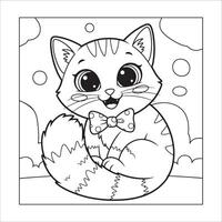 Cute Kitten Coloring Page for Kids Adorable Cartoon Cat Outline vector