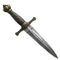 Antique Royal Dagger Isolated on Transparent Background, A Symbol of Power and Authority with Intricate Gold Details and a Sharp, Polished Blade png