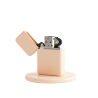 3D Rendered Beige Lighter Object with Open Lid Standing on a Base Isolated on a Transparent Background png
