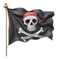 3D Rendered Jolly Roger Pirate Flag with Skull and Crossbones on Transparent Background png