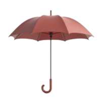3D Rendered Reddish-Brown Umbrella with Hook Handle Isolated Object Transparent Background png