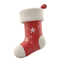 3D Render of a Festive Red Christmas Stocking with White Snowflakes on a Transparent Background png