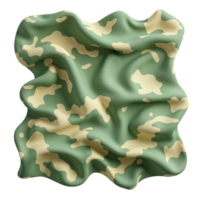 3D rendering of wavy camouflage fabric texture object with transparent background png