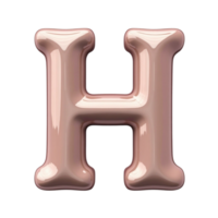3D Shiny Metallic Pink Letter H on Transparent Background Render Design Element png