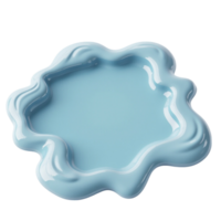 Abstract 3D render of a light blue organic wavy shape object with transparent background png