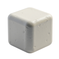 A Simple White Cubic Shape Object with Rounded Corners and Textured Surface Isolated on Transparent Background as a File png