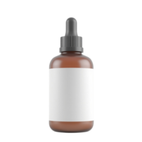 Amber Glass Dropper Bottle Mockup with Blank Label on Transparent Background for Skincare Medicine Oil png