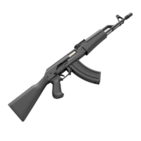 Black assault rifle firearm weapon isolated on black background studio shot image with transparent background png