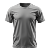 Blank Grey T-Shirt Mockup Template Front View 3D Render Transparent Background png