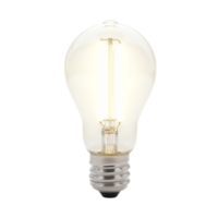 Bright vintage style illuminated LED light bulb on transparent background file png