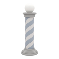 Classic Barber Shop Pole with Sphere Light on Transparent Background 3D Render Graphic Element png