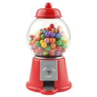 Classic Red Gumball Machine with Colorful Candies and Transparent Background 3D Rendering png