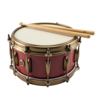 Classic Red and Gold Snare Drum with Sticks Image Isolated on Transparent Background for Design Elements png