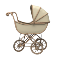 Classic vintage baby carriage or pram with folding hood isolated on transparent background png