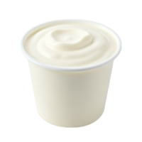 Close up of delicious creamy white yogurt or soft dessert in a cup transparent image file png