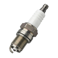 Close-up view of a new spark plug isolated on a black background, component for internal combustion engines png