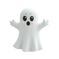 Cute 3D Cartoon Ghost Character with Open Mouth Isolated on Transparent Background for Halloween png