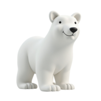 Cute Stylized 3D Rendered Cartoon Polar Bear Character Asset with Transparent Background png