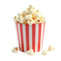 Delicious Movie Popcorn in Red and White Striped Container with Transparent Background File Isolated Snack for Entertainment png