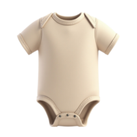 Detailed 3D Render of a Blank Light Beige Baby Bodysuit or Onesie on a Transparent Background png