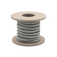 Detailed 3D Rendered Spool with Grey Material Wire Cable or Rope Isolated on Transparent Background File png