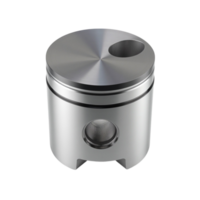 Detailed 3D rendering of a shiny metallic engine piston isolated on black background png