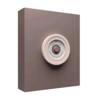Detailed Side View of a Modern Security Safe with Vintage Combination Lock Dial on Transparent Background png