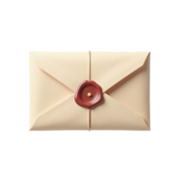Elegant cream envelope with red wax seal and string, a classic symbol of confidential communication or special delivery represented as a high-quality file with a transparent background. png