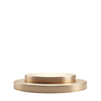Elegant Golden Two-Level Podium Pedestal for Product Presentation 3D Render Transparent Background png