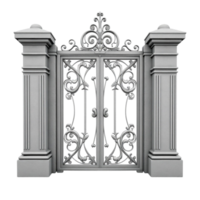 Elaborately Ornate Classical Style Gate with Pillars Architectural Graphic Element png