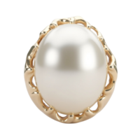 Elegant Oval Pearl in Ornate Gold Frame Isolated Object with Transparent Background png