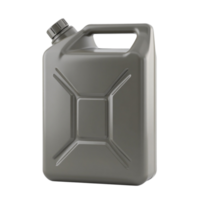 Grey plastic jerrycan with handle and cap isolated on transparent background png