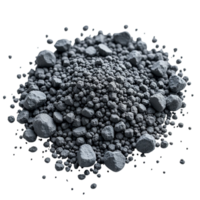 Heap of grey granular material and small stones isolated on a dark background png