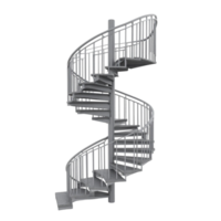Isolated 3D Render of a Grey Metal Spiral Staircase with Transparent Background png