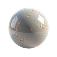 Isolated 3D rendered sphere object with realistic weathered and aged texture featuring rust spots and reflections on a transparent background . png