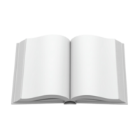 Isolated open book with blank white pages on a transparent background mockup element graphic png