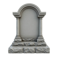 Isolated Stone Gravestone or Monument with Arched Blank Space for Text on Transparent Background png