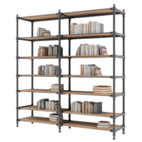 Large Modern Industrial Bookshelf Filled with Books File with Transparent Background png