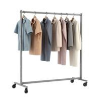 Isolated clothing rack with various jackets and coats transparent asset for design png