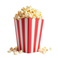 Isolated cinema popcorn cup overflowing with delicious kernels on a transparent background file png