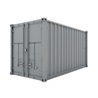 Isolated 3D Render of a Grey Shipping Container on a Transparent Background - File png