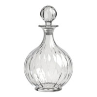 Empty Clear Crystal Decanter Bottle with Stopper for Liquor or Perfume on Transparent Background File png