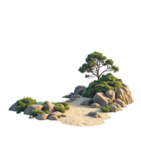 Miniature island landscape diorama 3D render asset isolated on transparent background graphic element png