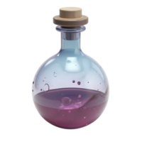 Mysterious Potion Bottle with Bubbles and Gradient Liquid Isolated on Transparent Background Render png