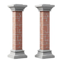 Pair of Decorative Rectangular Red Brick Pillars with Grey Stone Bases and Caps Asset png